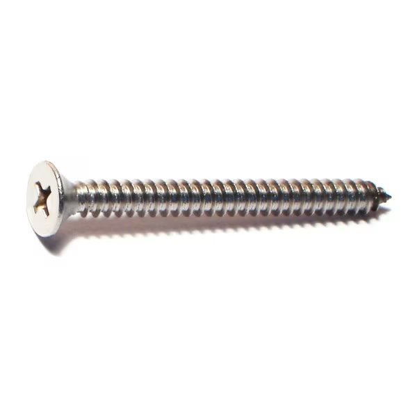 Sheet Metal Screw, #10 x 2 in, 18-8 Stainless Steel Flat Head Phillips Drive, 10 PK, Midwest Fastener, Mfr#: 35911